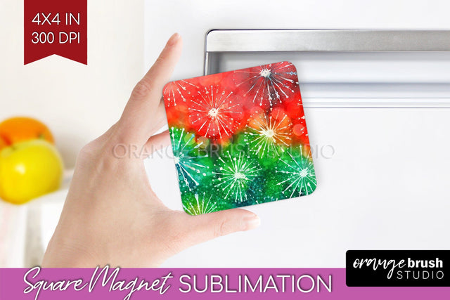 Christmas Tie Dye Magnet Sublimation, Glitter Magnet PNG Sublimation OrangeBrushStudio 