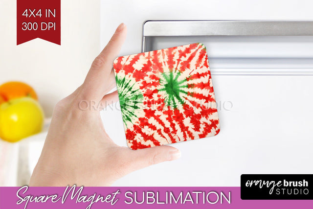 Christmas Tie Dye Magnet Sublimation, Glitter Magnet PNG Sublimation OrangeBrushStudio 
