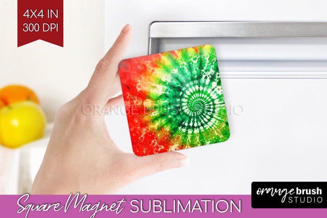 Christmas Tie Dye Magnet Sublimation, Glitter Magnet PNG Sublimation OrangeBrushStudio 