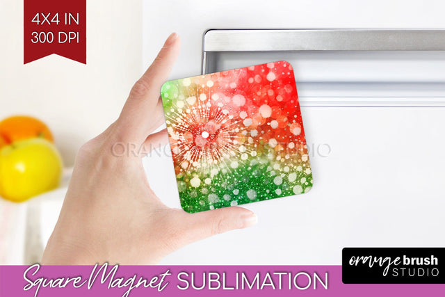 Christmas Tie Dye Magnet Sublimation, Glitter Magnet PNG Sublimation OrangeBrushStudio 