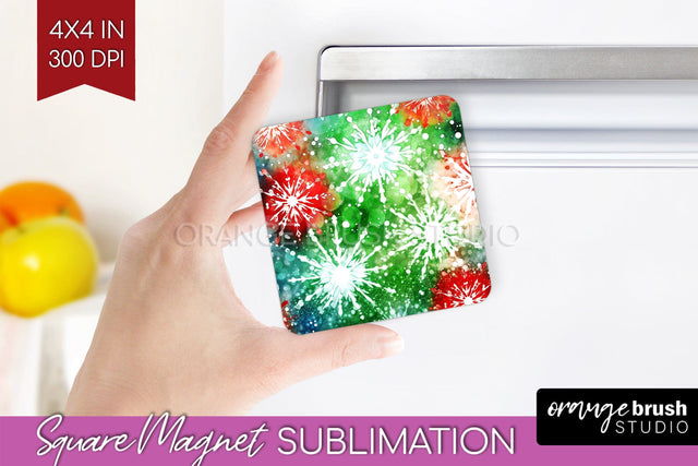 Christmas Tie Dye Magnet Sublimation, Glitter Magnet PNG Sublimation OrangeBrushStudio 