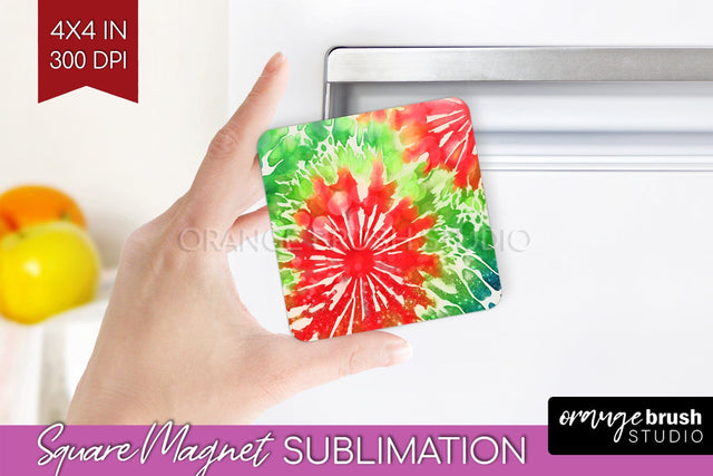 Christmas Tie Dye Magnet Sublimation, Glitter Magnet PNG Sublimation OrangeBrushStudio 