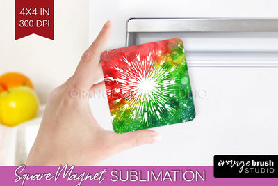 Christmas Tie Dye Magnet Sublimation, Glitter Magnet PNG Sublimation OrangeBrushStudio 