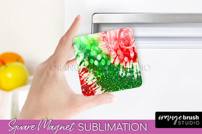 Christmas Tie Dye Magnet Sublimation, Glitter Magnet PNG Sublimation OrangeBrushStudio 