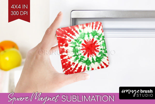 Christmas Tie Dye Magnet Sublimation, Glitter Magnet PNG Sublimation OrangeBrushStudio 