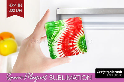 Christmas Tie Dye Magnet Sublimation, Glitter Magnet PNG Sublimation OrangeBrushStudio 