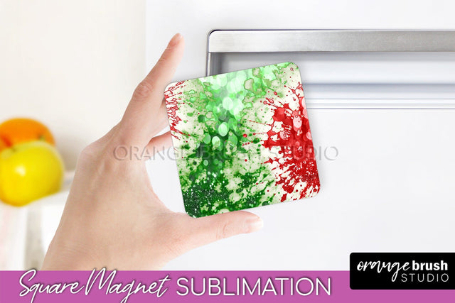 Christmas Tie Dye Magnet Sublimation, Glitter Magnet PNG Sublimation OrangeBrushStudio 
