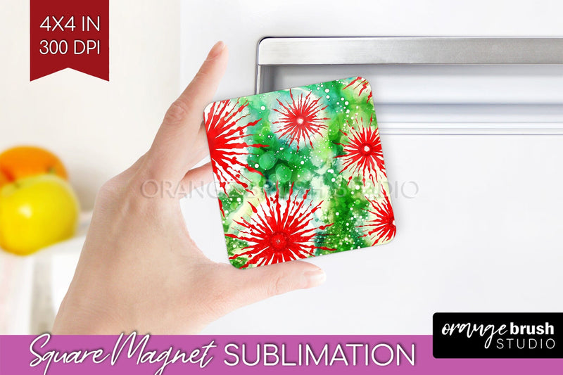 Christmas Tie Dye Magnet Sublimation, Glitter Magnet PNG Sublimation OrangeBrushStudio 