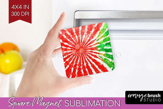 Christmas Tie Dye Magnet Sublimation, Glitter Magnet PNG Sublimation OrangeBrushStudio 