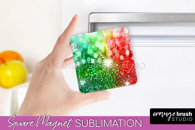 Christmas Tie Dye Magnet Sublimation, Glitter Magnet PNG Sublimation OrangeBrushStudio 