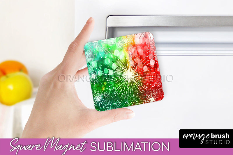 Christmas Tie Dye Magnet Sublimation, Glitter Magnet PNG Sublimation OrangeBrushStudio 