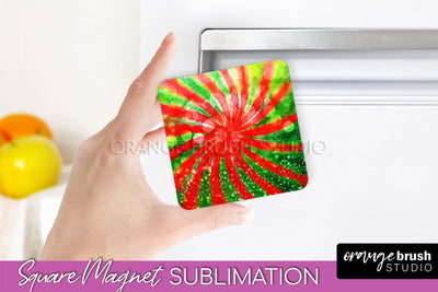 Christmas Tie Dye Magnet Sublimation, Glitter Magnet PNG Sublimation OrangeBrushStudio 