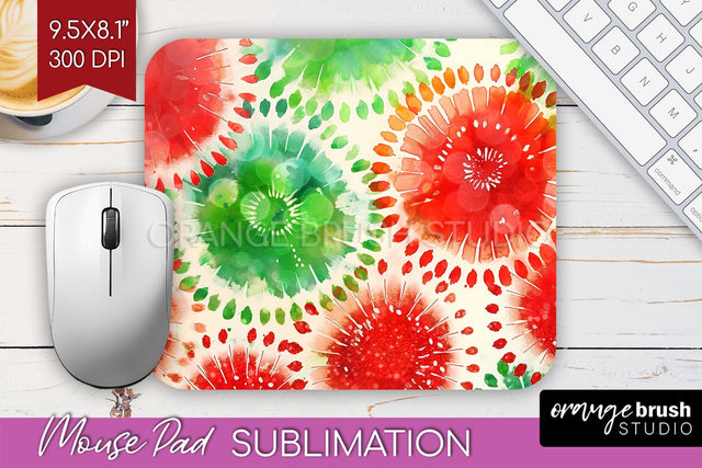 Christmas Tie Dye Mouse Pad Sublimation - Glitter Mouse Pad Sublimation OrangeBrushStudio 