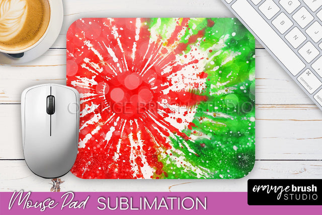 Christmas Tie Dye Mouse Pad Sublimation - Glitter Mouse Pad Sublimation OrangeBrushStudio 