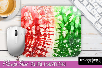 Christmas Tie Dye Mouse Pad Sublimation - Glitter Mouse Pad Sublimation OrangeBrushStudio 