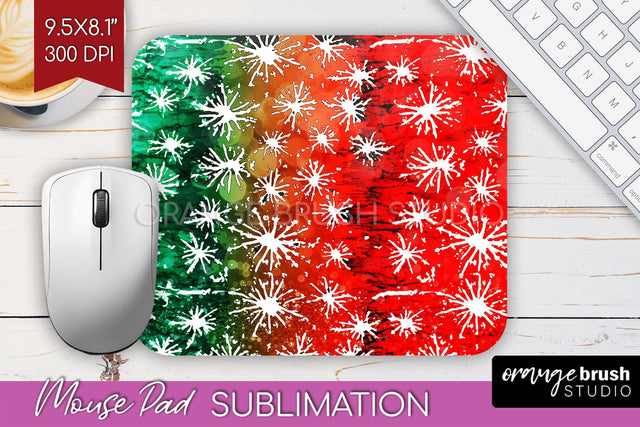 Christmas Tie Dye Mouse Pad Sublimation - Glitter Mouse Pad Sublimation OrangeBrushStudio 