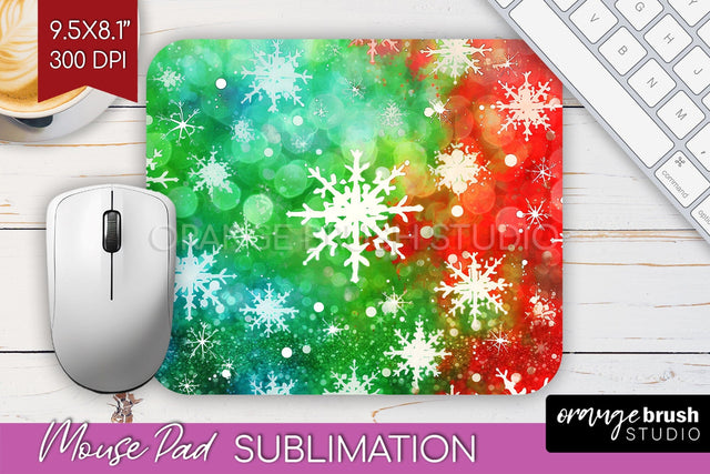 Christmas Tie Dye Mouse Pad Sublimation - Glitter Mouse Pad Sublimation OrangeBrushStudio 
