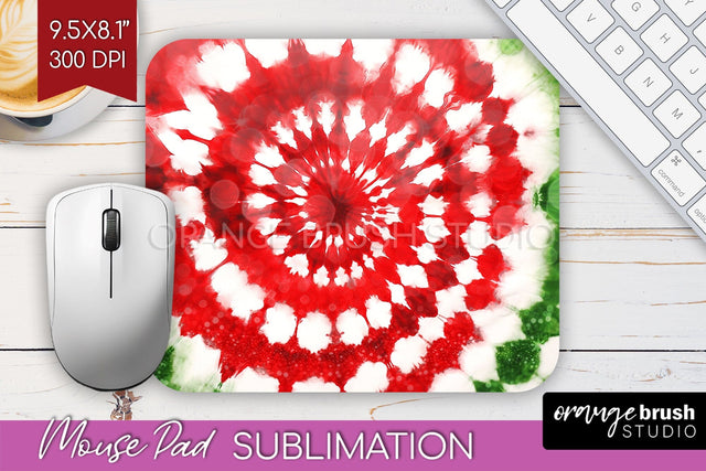 Christmas Tie Dye Mouse Pad Sublimation - Glitter Mouse Pad Sublimation OrangeBrushStudio 