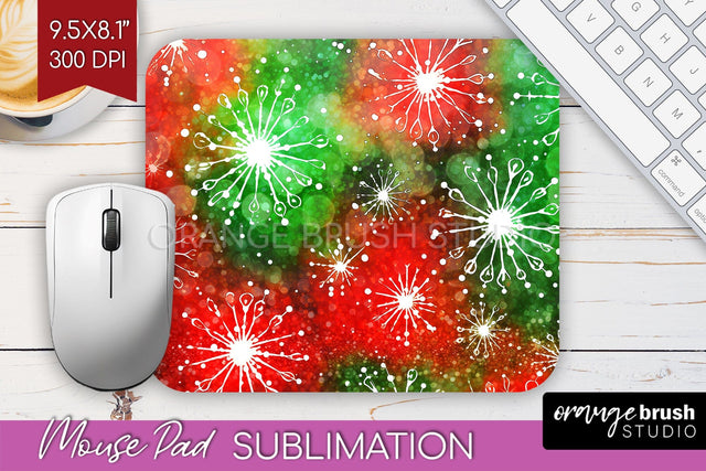 Christmas Tie Dye Mouse Pad Sublimation - Glitter Mouse Pad Sublimation OrangeBrushStudio 