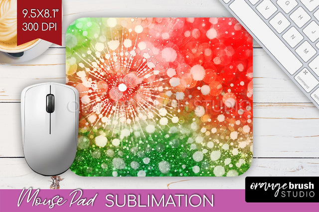 Christmas Tie Dye Mouse Pad Sublimation - Glitter Mouse Pad Sublimation OrangeBrushStudio 