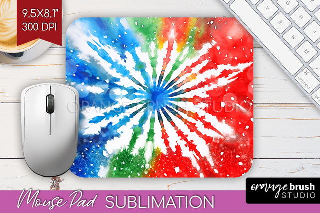 Christmas Tie Dye Mouse Pad Sublimation - Glitter Mouse Pad Sublimation OrangeBrushStudio 