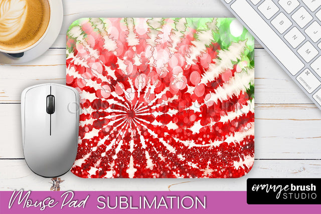 Christmas Tie Dye Mouse Pad Sublimation - Glitter Mouse Pad Sublimation OrangeBrushStudio 