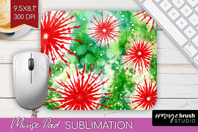 Christmas Tie Dye Mouse Pad Sublimation - Glitter Mouse Pad Sublimation OrangeBrushStudio 