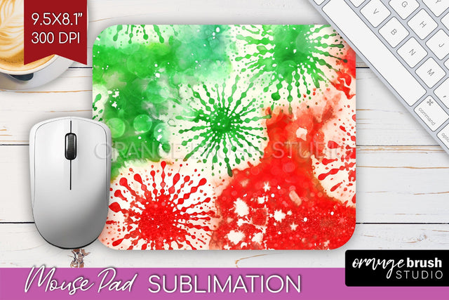 Christmas Tie Dye Mouse Pad Sublimation - Glitter Mouse Pad Sublimation OrangeBrushStudio 