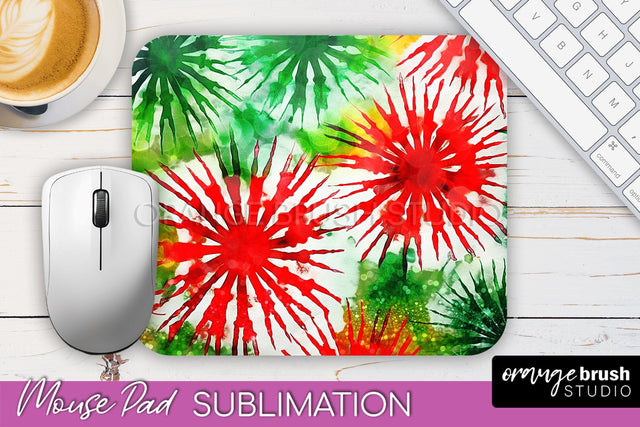 Christmas Tie Dye Mouse Pad Sublimation - Glitter Mouse Pad Sublimation OrangeBrushStudio 