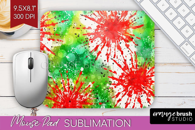 Christmas Tie Dye Mouse Pad Sublimation - Glitter Mouse Pad Sublimation OrangeBrushStudio 