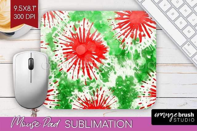 Christmas Tie Dye Mouse Pad Sublimation - Glitter Mouse Pad Sublimation OrangeBrushStudio 