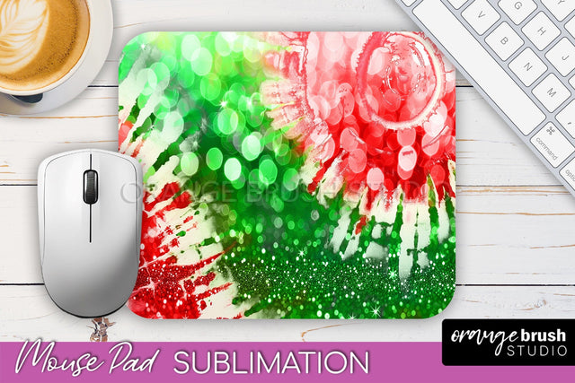 Christmas Tie Dye Mouse Pad Sublimation - Glitter Mouse Pad Sublimation OrangeBrushStudio 
