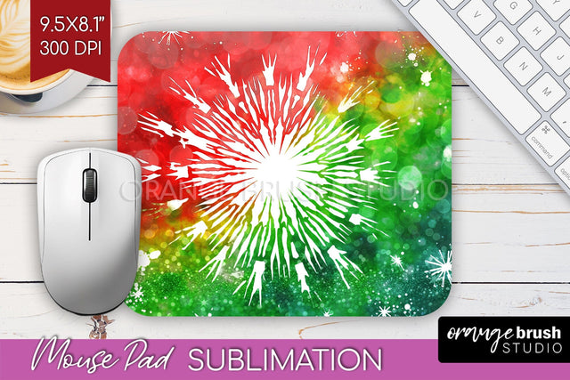Christmas Tie Dye Mouse Pad Sublimation - Glitter Mouse Pad Sublimation OrangeBrushStudio 