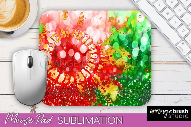 Christmas Tie Dye Mouse Pad Sublimation - Glitter Mouse Pad Sublimation OrangeBrushStudio 
