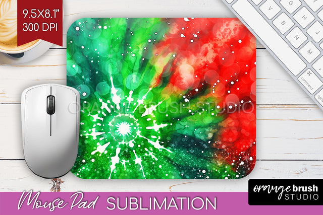 Christmas Tie Dye Mouse Pad Sublimation - Glitter Mouse Pad Sublimation OrangeBrushStudio 