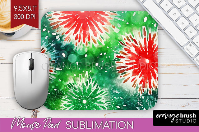 Christmas Tie Dye Mouse Pad Sublimation - Glitter Mouse Pad Sublimation OrangeBrushStudio 