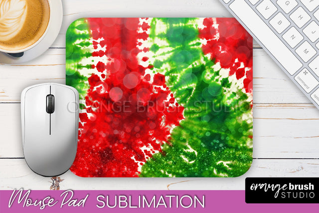 Christmas Tie Dye Mouse Pad Sublimation - Glitter Mouse Pad Sublimation OrangeBrushStudio 