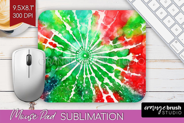 Christmas Tie Dye Mouse Pad Sublimation - Glitter Mouse Pad Sublimation OrangeBrushStudio 