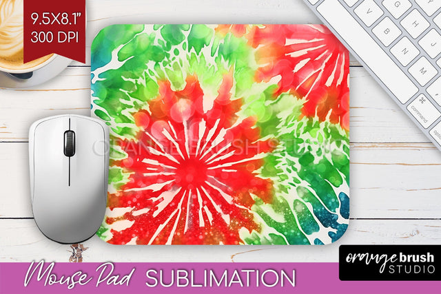 Christmas Tie Dye Mouse Pad Sublimation - Glitter Mouse Pad Sublimation OrangeBrushStudio 