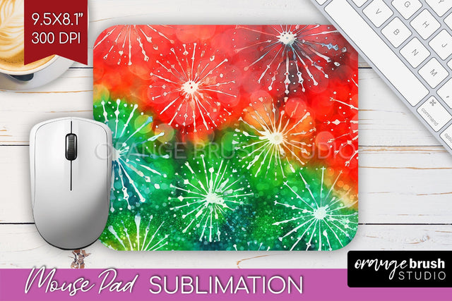 Christmas Tie Dye Mouse Pad Sublimation - Glitter Mouse Pad Sublimation OrangeBrushStudio 