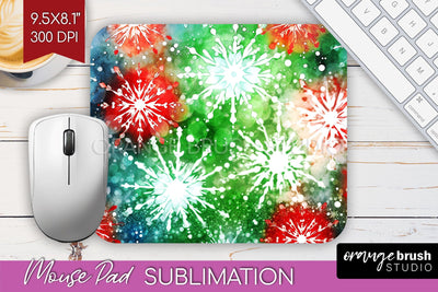 Christmas Tie Dye Mouse Pad Sublimation - Glitter Mouse Pad Sublimation OrangeBrushStudio 