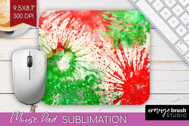 Christmas Tie Dye Mouse Pad Sublimation - Glitter Mouse Pad Sublimation OrangeBrushStudio 