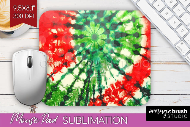 Christmas Tie Dye Mouse Pad Sublimation - Glitter Mouse Pad Sublimation OrangeBrushStudio 