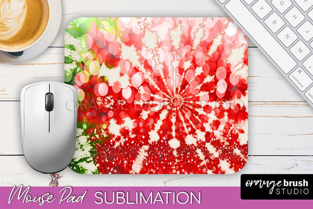 Christmas Tie Dye Mouse Pad Sublimation - Glitter Mouse Pad Sublimation OrangeBrushStudio 