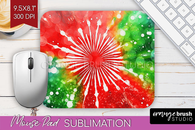 Christmas Tie Dye Mouse Pad Sublimation - Glitter Mouse Pad Sublimation OrangeBrushStudio 