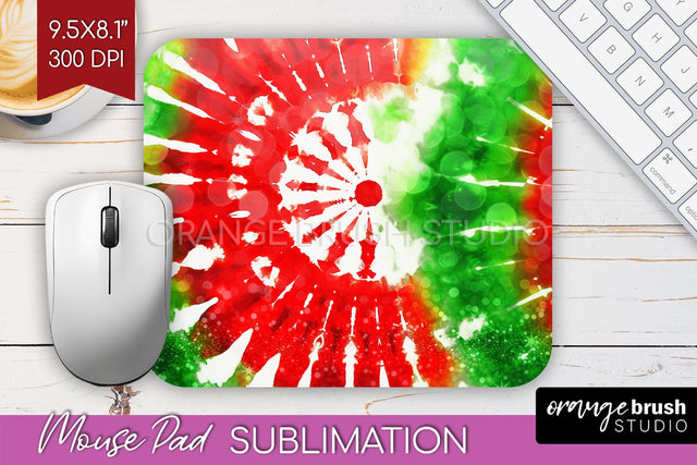 Christmas Tie Dye Mouse Pad Sublimation - Glitter Mouse Pad Sublimation OrangeBrushStudio 