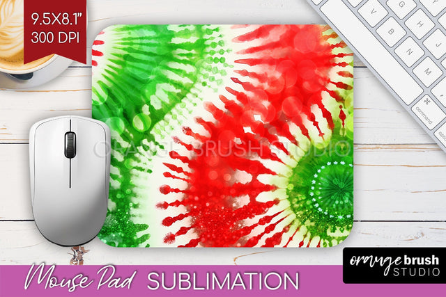 Christmas Tie Dye Mouse Pad Sublimation - Glitter Mouse Pad Sublimation OrangeBrushStudio 