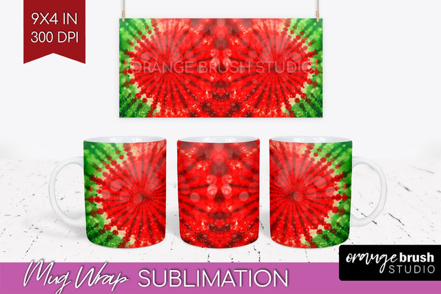 Christmas Tie Dye Mug Wrap - Glitter Mug Sublimation Sublimation OrangeBrushStudio 