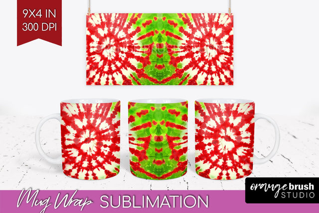 Christmas Tie Dye Mug Wrap - Glitter Mug Sublimation Sublimation OrangeBrushStudio 