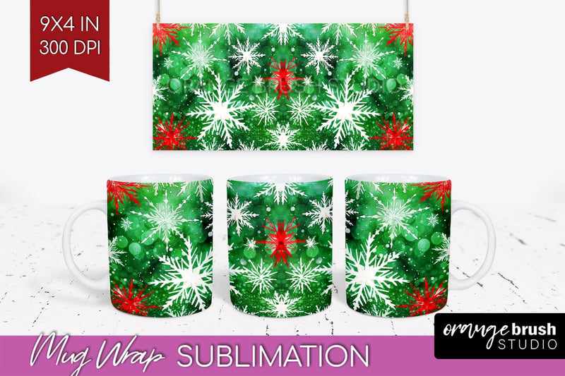 Christmas Tie Dye Mug Wrap - Glitter Mug Sublimation Sublimation OrangeBrushStudio 